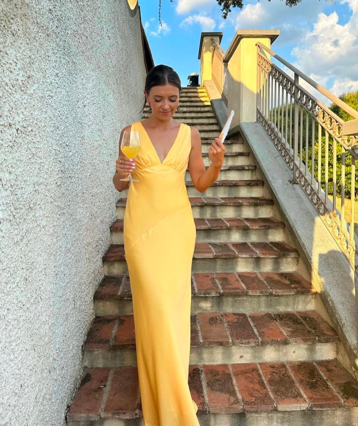 Nadia gulur maxi Kjóll